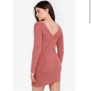 Abercrombie & Fitch V-Back Fuzzy Sweater Dress Pink S